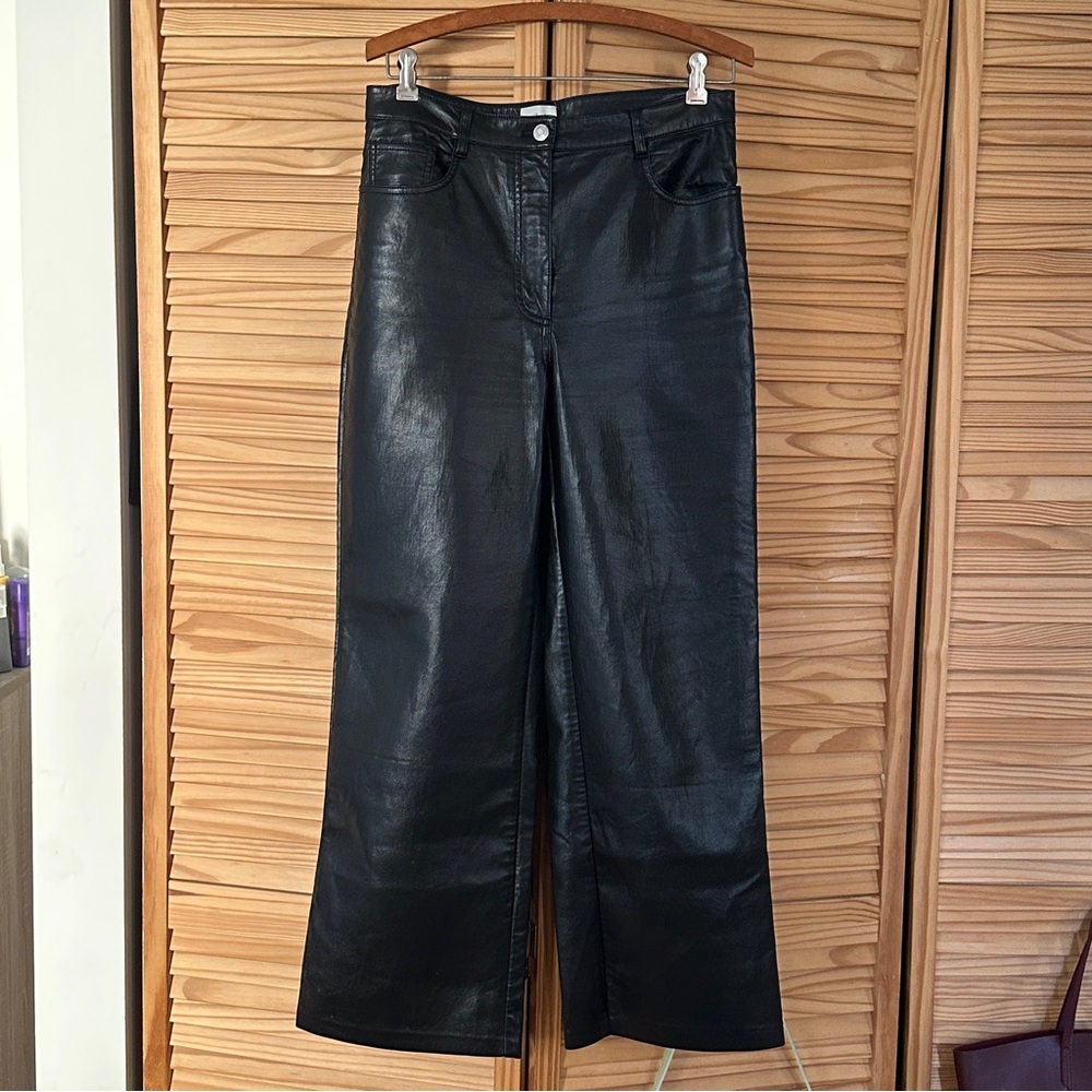 Aritzia Wilfred Faux Leather Vegan Pants 8 Straight Leg M Black